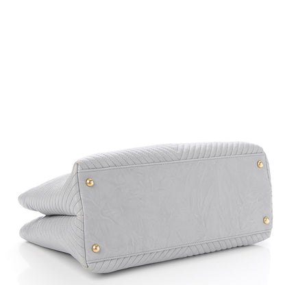 Chanel Wrinkled Lambskin Chevron Quilted Surpique Tote Light Gray 4 of 7