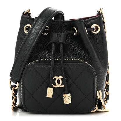 Chanel Caviar Quilted Mini CC Pocket Bucket Bag Black 1 of 10