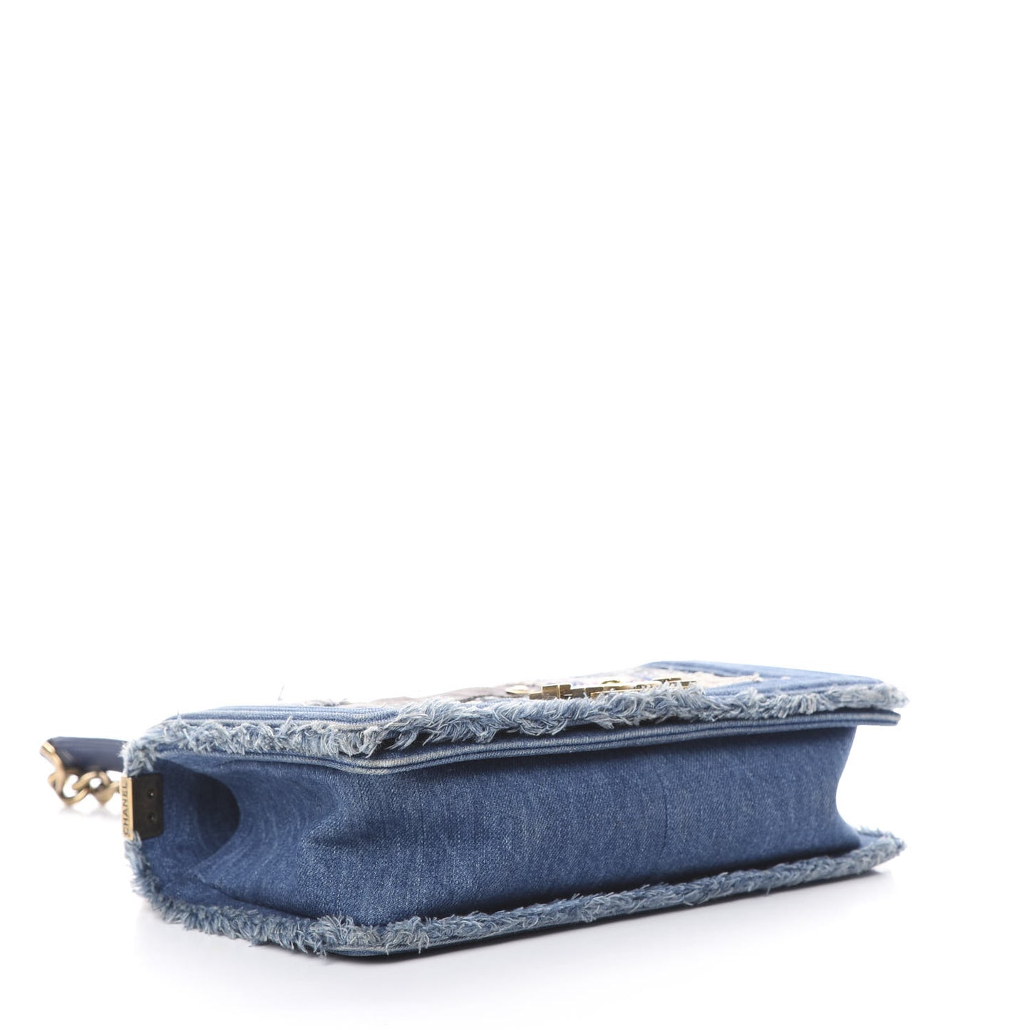 Denim Patchwork Medium Boy Flap Blue