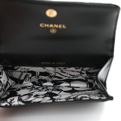 Chanel Lambskin Quilted Flap Card Holder Wallet Black 5 of 9