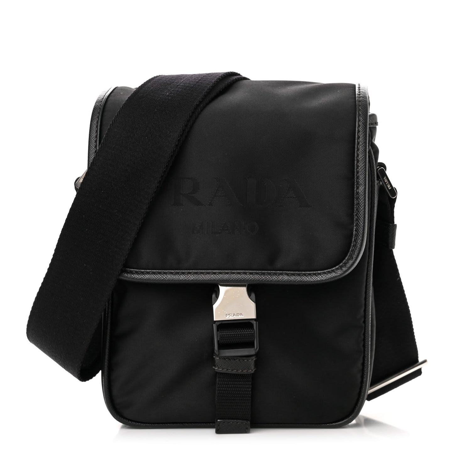 Tessuto Nylon Saffiano Logo Messenger Bag Black