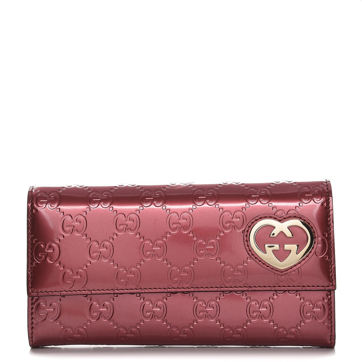Gucci Shine Guccissima Lovely Heart Continental Wallet Tibet Red 1 of 8