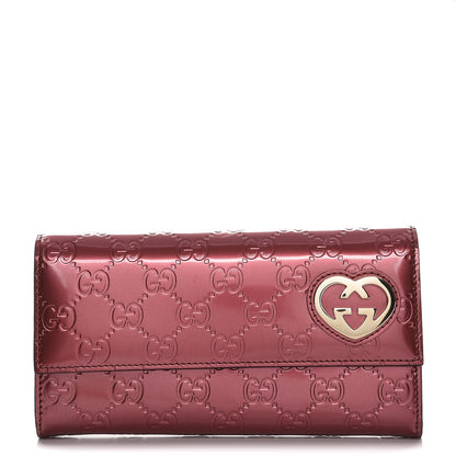 Gucci Shine Guccissima Lovely Heart Continental Wallet Tibet Red 1 of 8