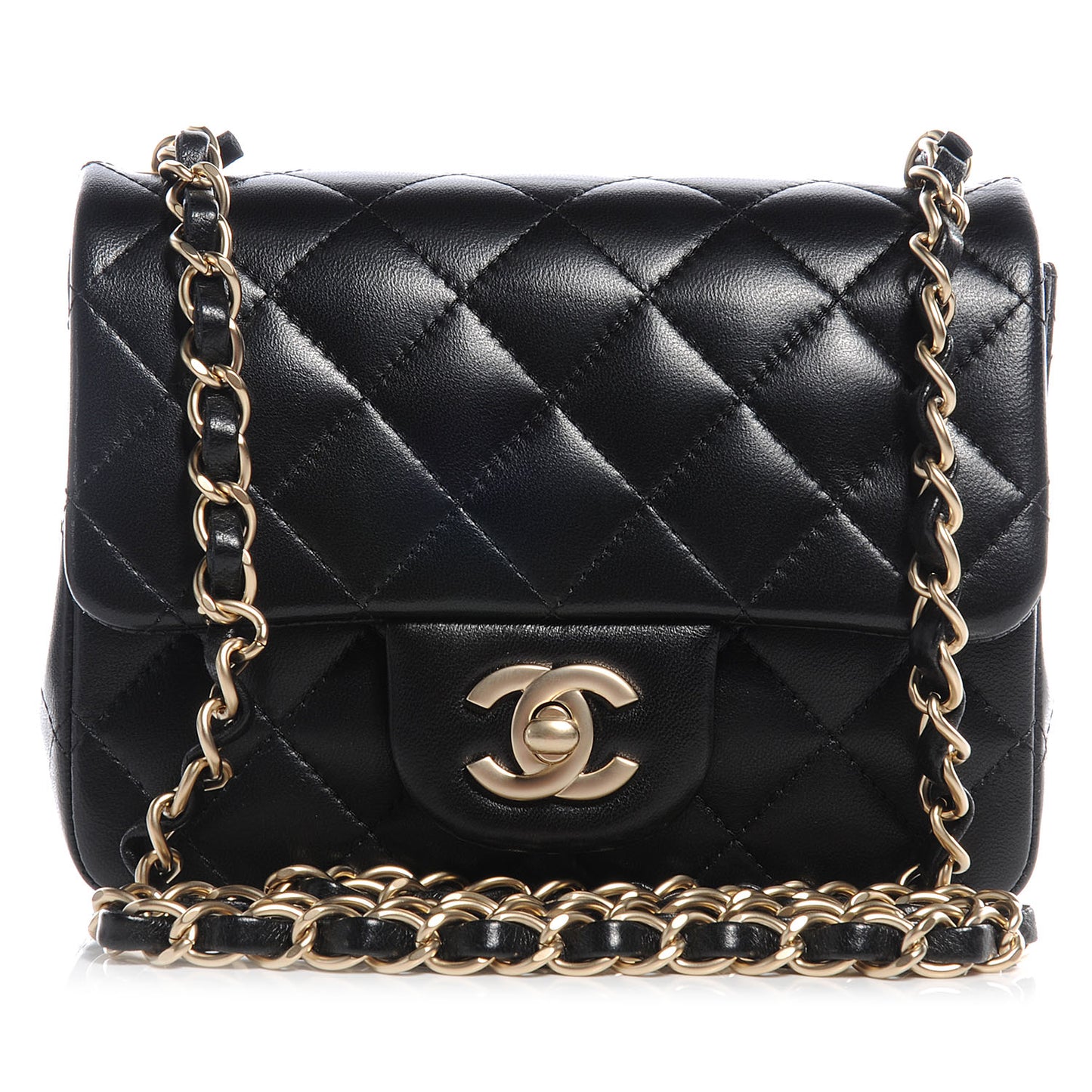 Lambskin Mini Square Flap Black