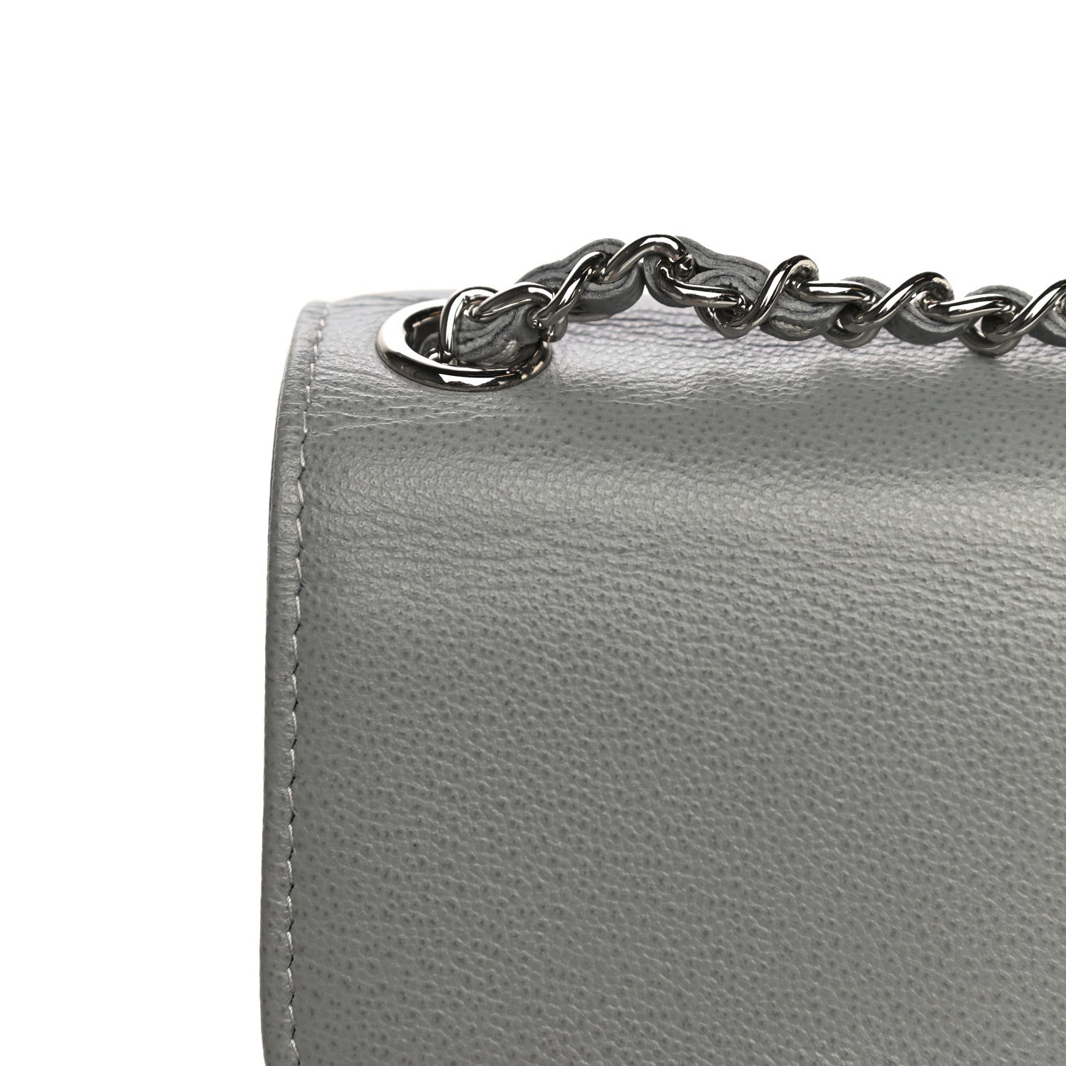 Chanel Grained Calfskin Quilted CC Box Clutch With Chain Grey 12 of 14