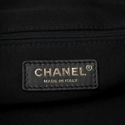 Chanel Suede Calfskin Shiny Lambskin Quilted Large Coco Base Shopping Bag Beige Black 6 of 10