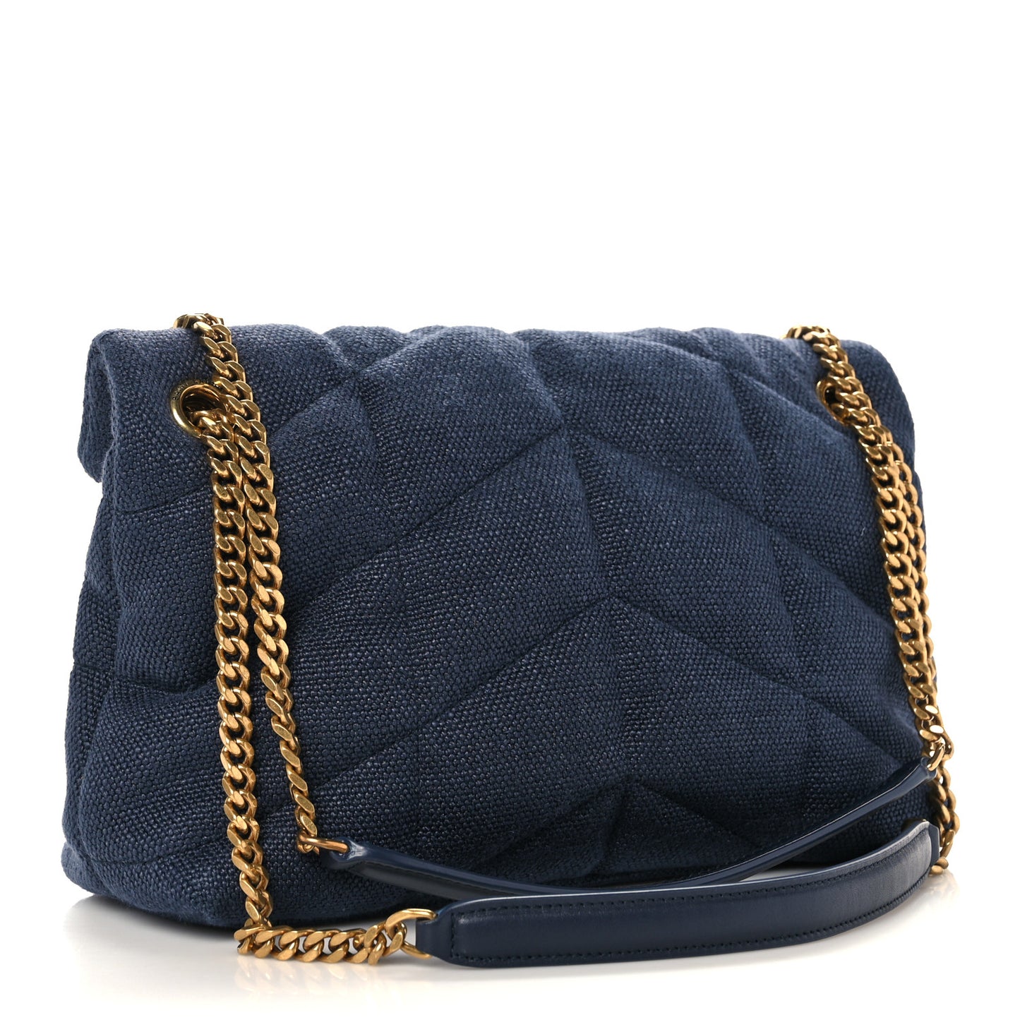 Canvas Quilted Small Loulou Puffer Monogram Chain Satchel Marine