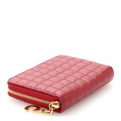 Celine Calfskin Quilted C Charm Compact Zipped Wallet Red 4 of 9