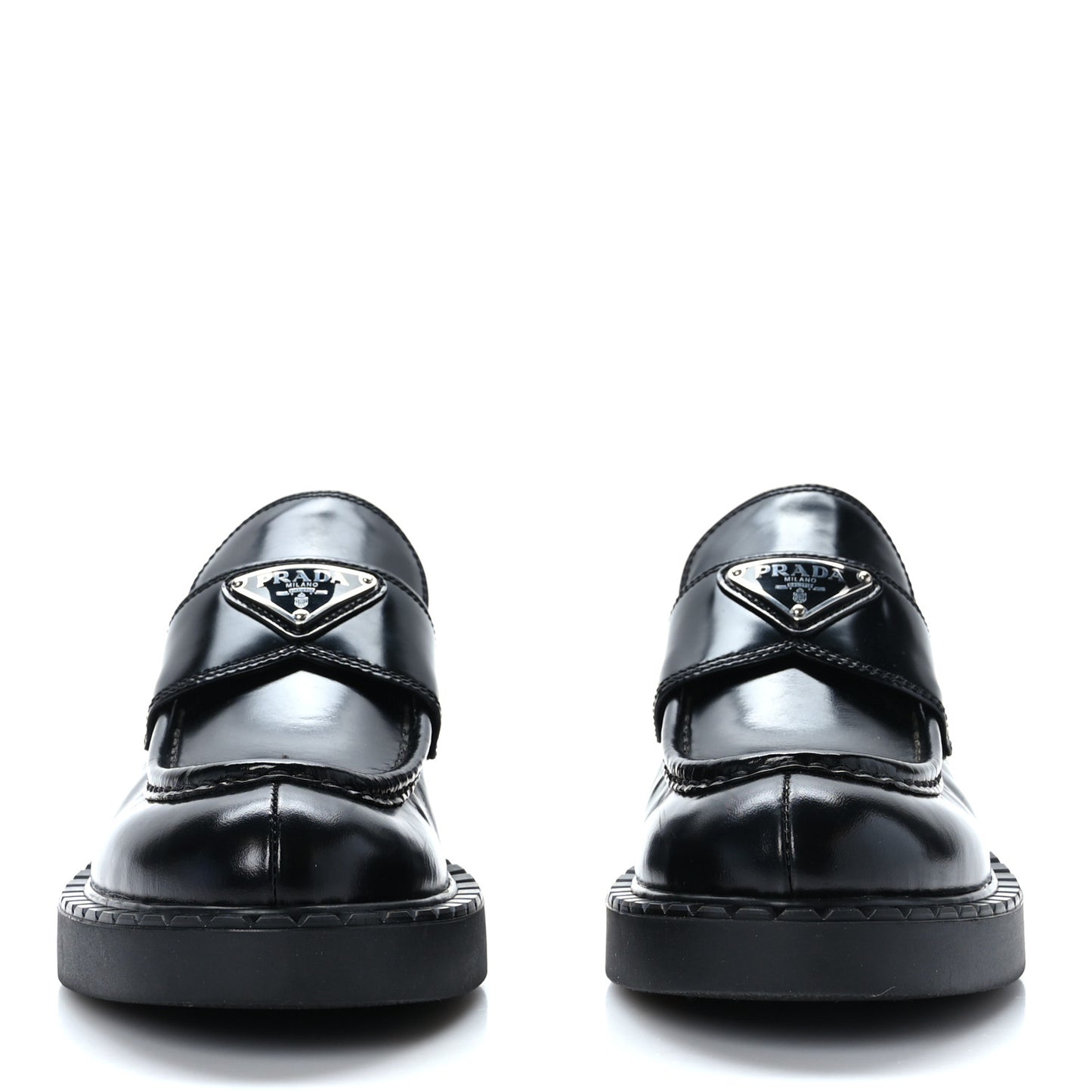 Spazzolato Metal Triangle Logo 50mm Loafers 39 Black
