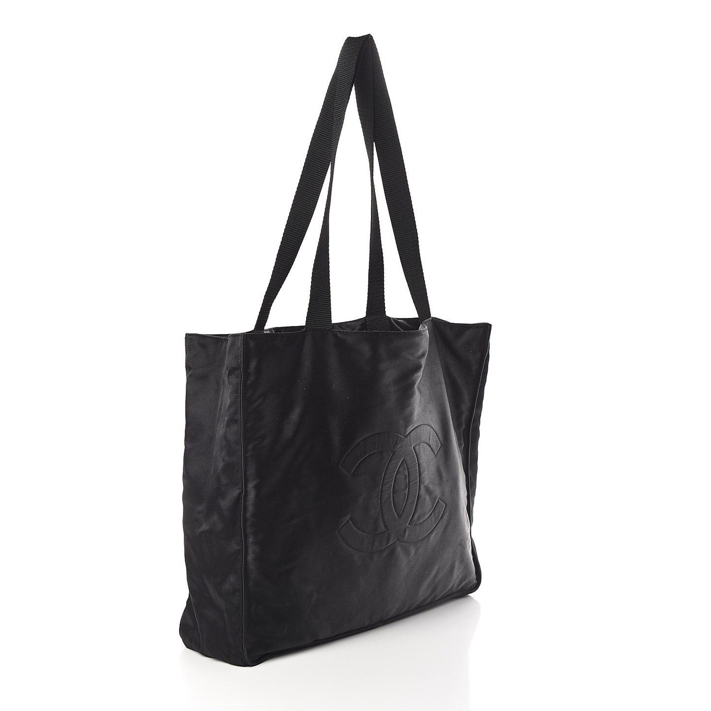 Satin Shopping Tote Black