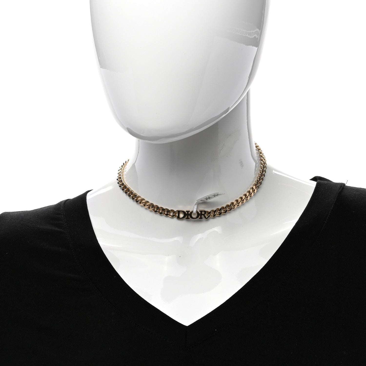 Christian Dior Metal Chain Choker Necklace Gold 2 of 4
