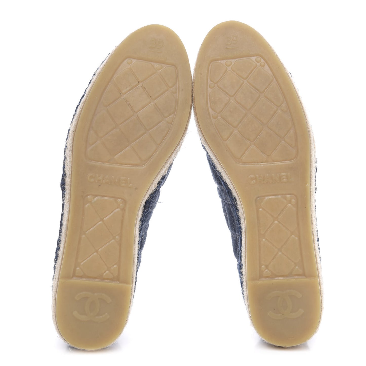 Denim Toile Embossed CC Espadrilles 39 Navy Black