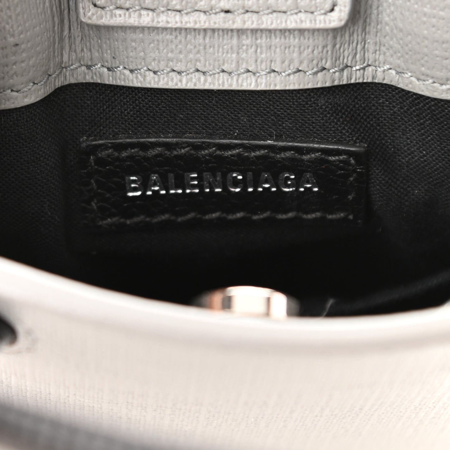 Squared Calfskin Logo Shopping Phone Holder Bag Balenciaga Grey