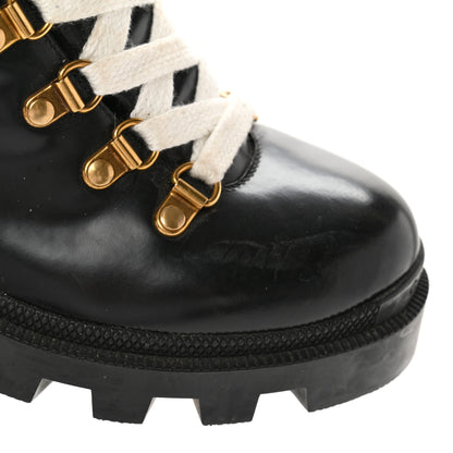 Gucci Calfskin Sylvie Web Womens Lace Up Combat Boots 37 Black 12 of 15