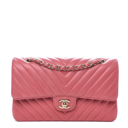 Chanel Lambskin Chevron Quilted Medium Double Flap Pink 1 of 10