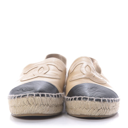 Chanel Lambskin CC Espadrilles 36 Beige Black 2 of 10