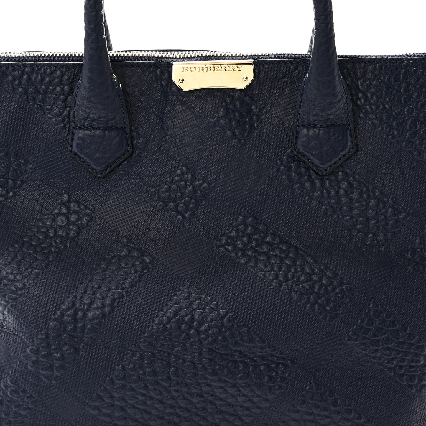 Heritage Grain Check Embossed Medium Dewsbury Tote Blue Carbon