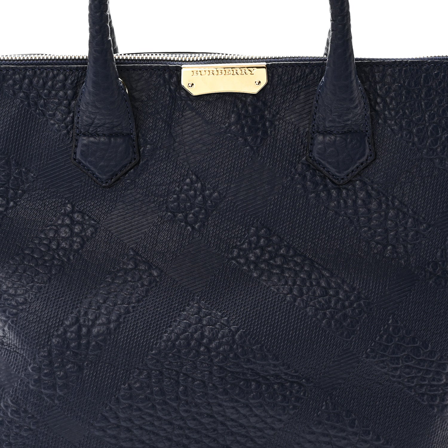 Burberry Heritage Grain Check Embossed Medium Dewsbury Tote Blue Carbon 7 of 9