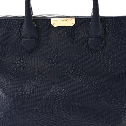 Burberry Heritage Grain Check Embossed Medium Dewsbury Tote Blue Carbon 7 of 9