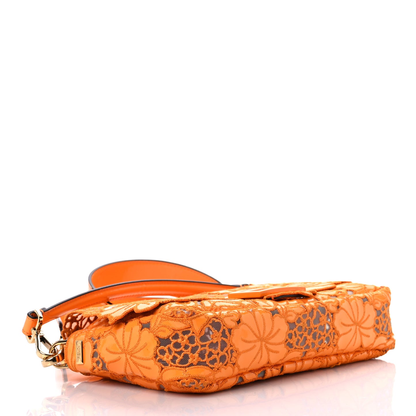 Embroidered Flowers Baguette Orange