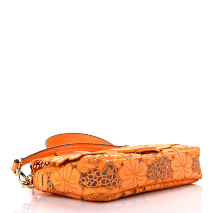 Fendi Embroidered Flowers Baguette Orange 4 of 13
