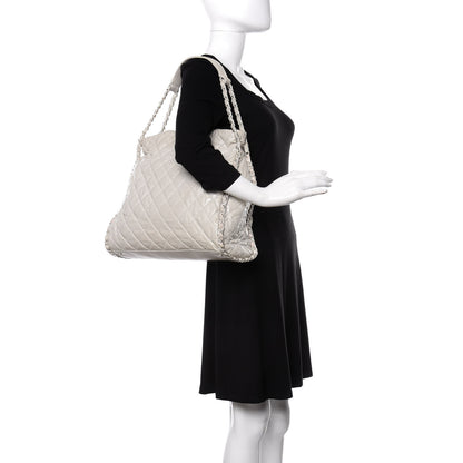 Chanel Glazed Calfskin Quilted Large Chain Me Hobo Dark White 2 of 9