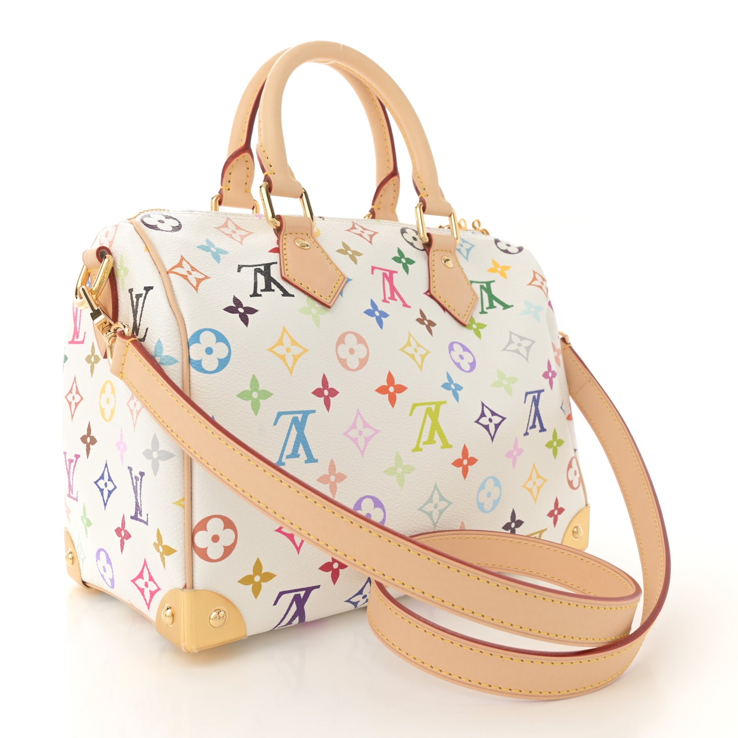 LV X TM Monogram Multicolor Speedy Bandouliere 25 White