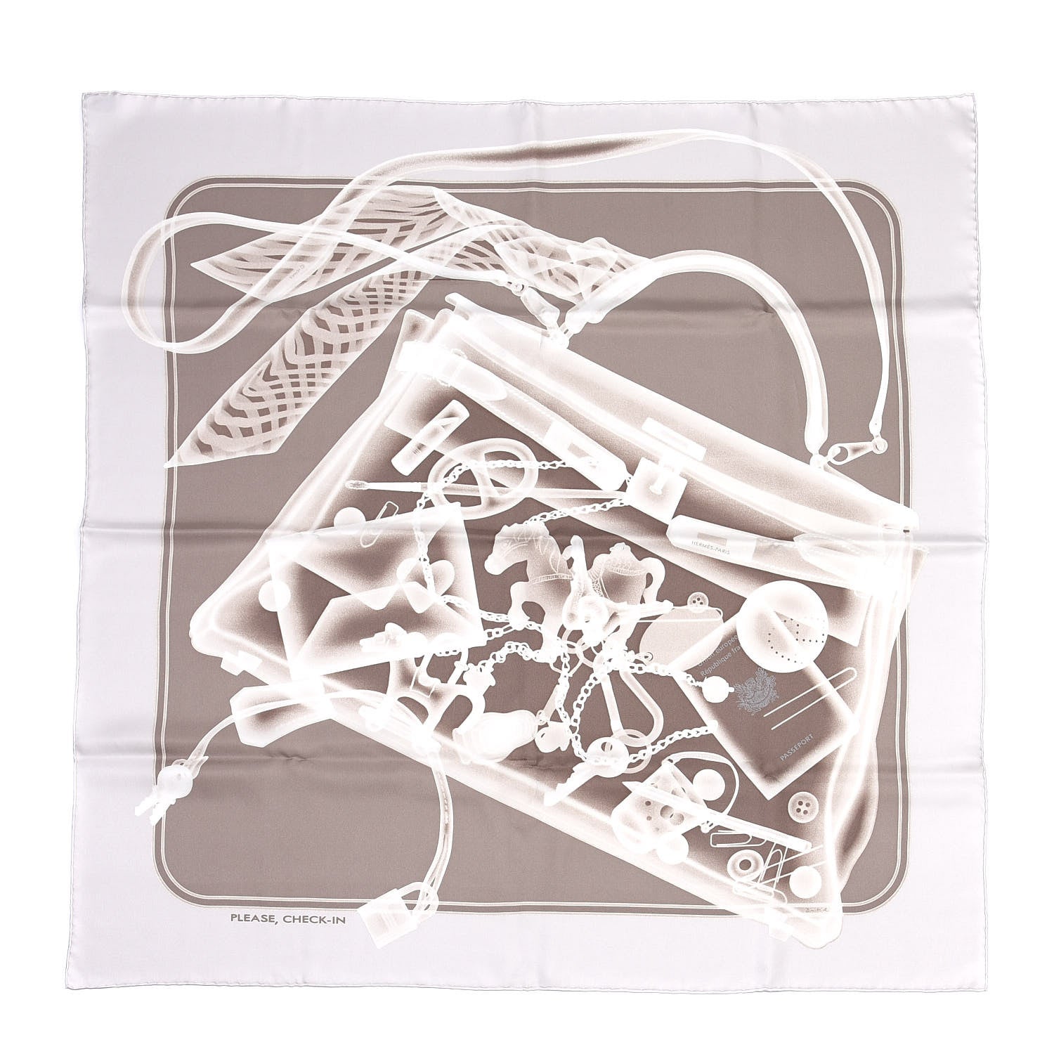 Hermes Silk Please Check In Scarf 90 1 of 4