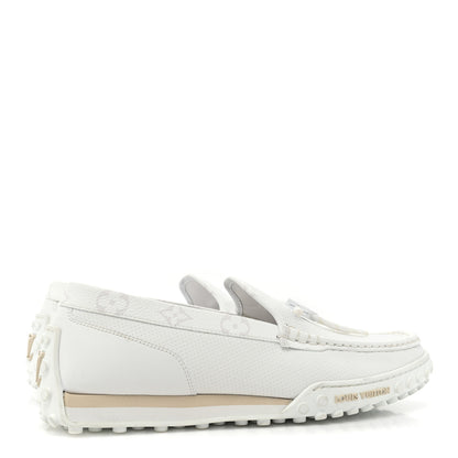 Louis Vuitton Perforated Calfskin Monogram Mens LV Racer Mocassin Loafers 8.5 White 5 of 12