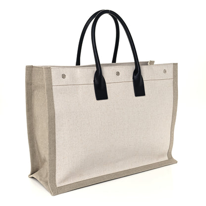 Saint Laurent Linen Calfskin Rive Gauche Tote Optic White 3 of 10