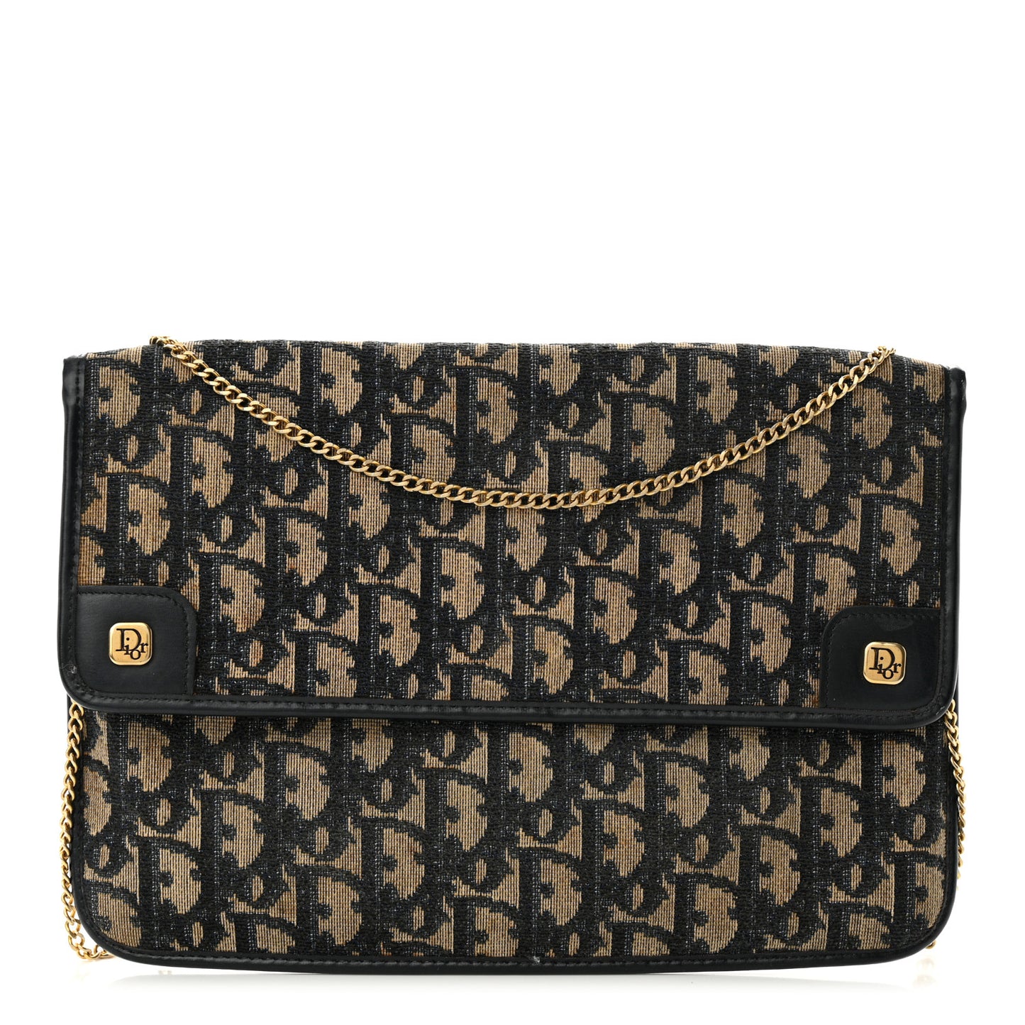 CHRISTIAN DIOR Monogram Chain Flap Blue