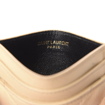 Saint Laurent Grain De Poudre Matelasse Chevron Monogram Credit Card Case Nude Powder 10 of 11