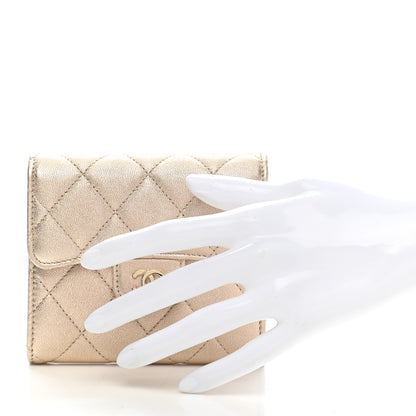 Chanel Metallic Lambskin Quilted Compact Flap Wallet Gold 2 of 8
