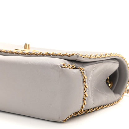Chanel Calfskin Stitched Chain Flap Grey 10 of 11