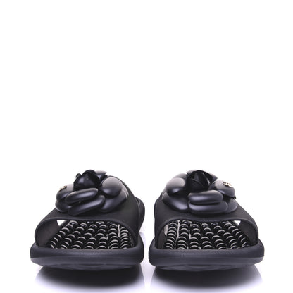 Chanel Thermoplastic PVC Camellia Mule Sandals 40 Black 5 of 24