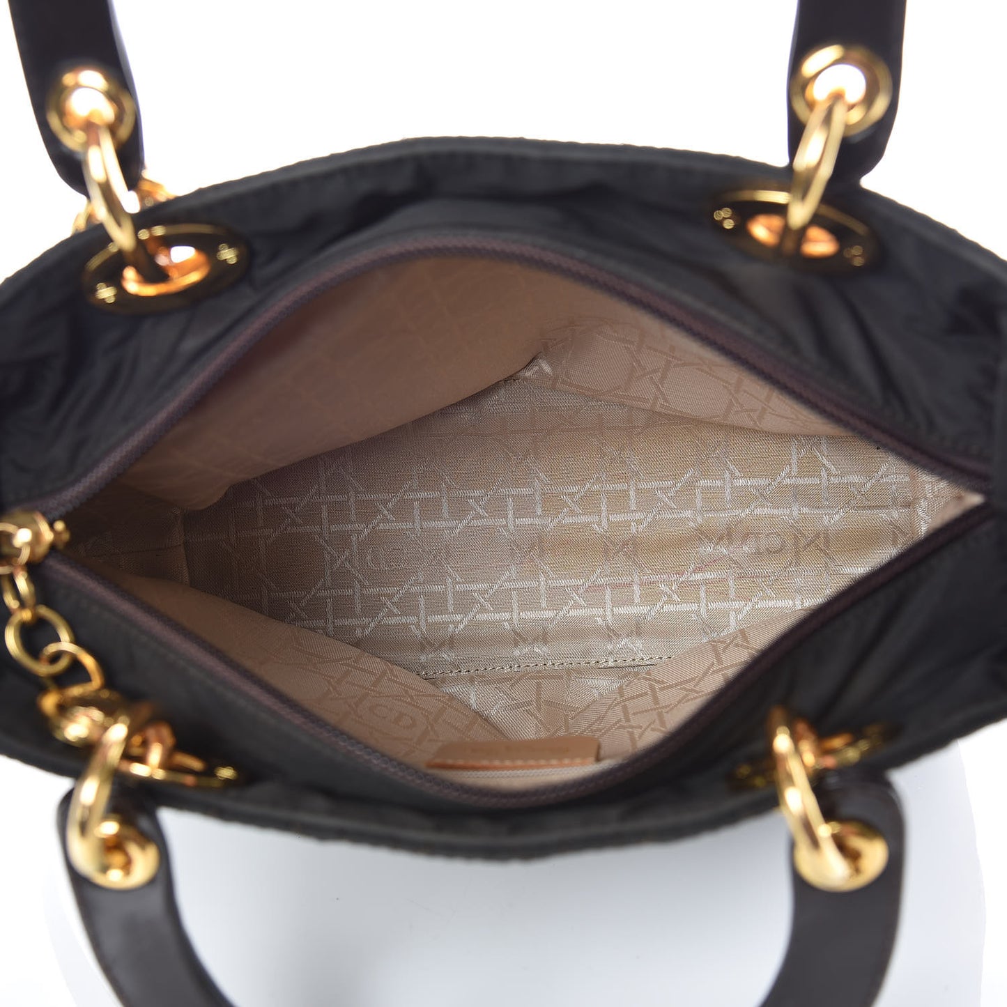 Nylon Cannage Medium Lady Dior Marron Fonce
