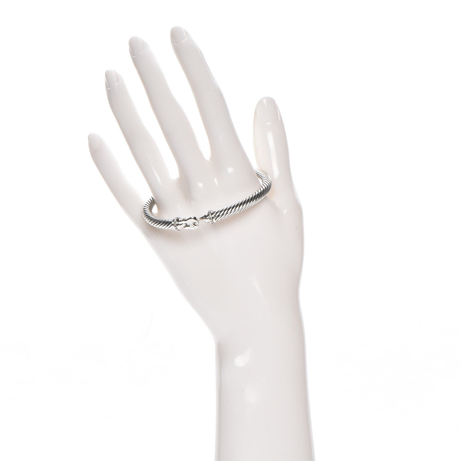 David Yurman Sterling Silver Diamond 5mm Cable Buckle Bracelet 2 of 6