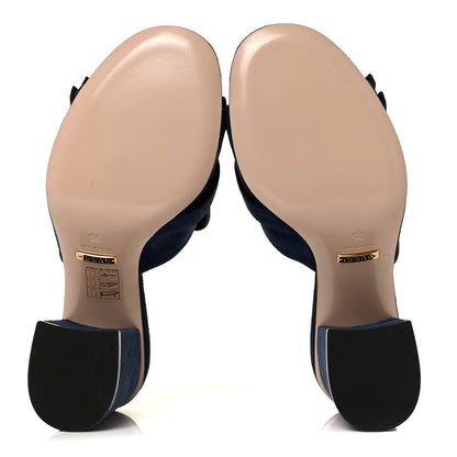 Gucci Kid Scamosciato GG Marmont Fringe 75mm Slide Sandals 35 Blue Ink 5 of 7