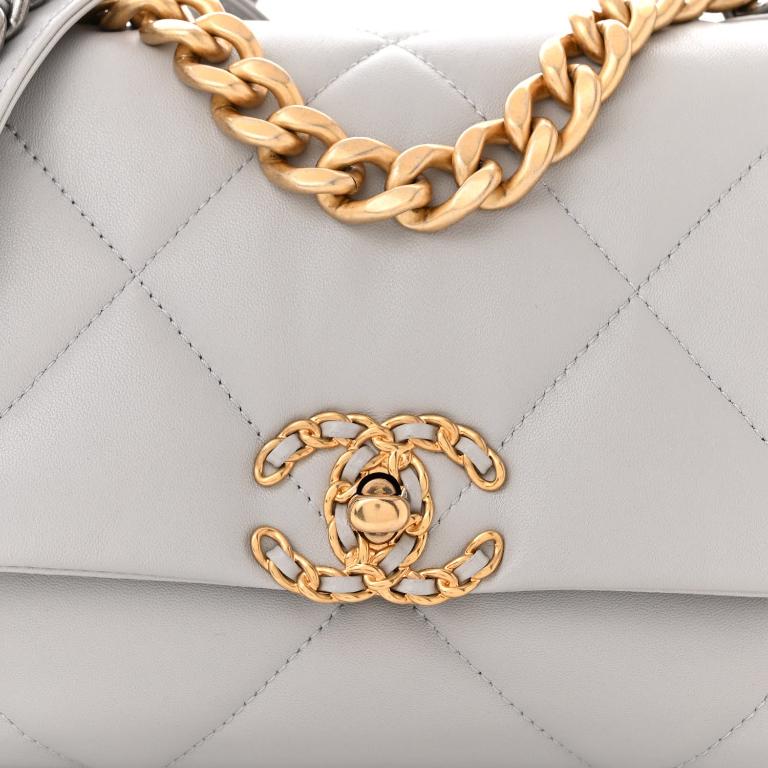 Chanel Lambskin Quilted Medium Chanel 19 Flap Grey 6 of 9