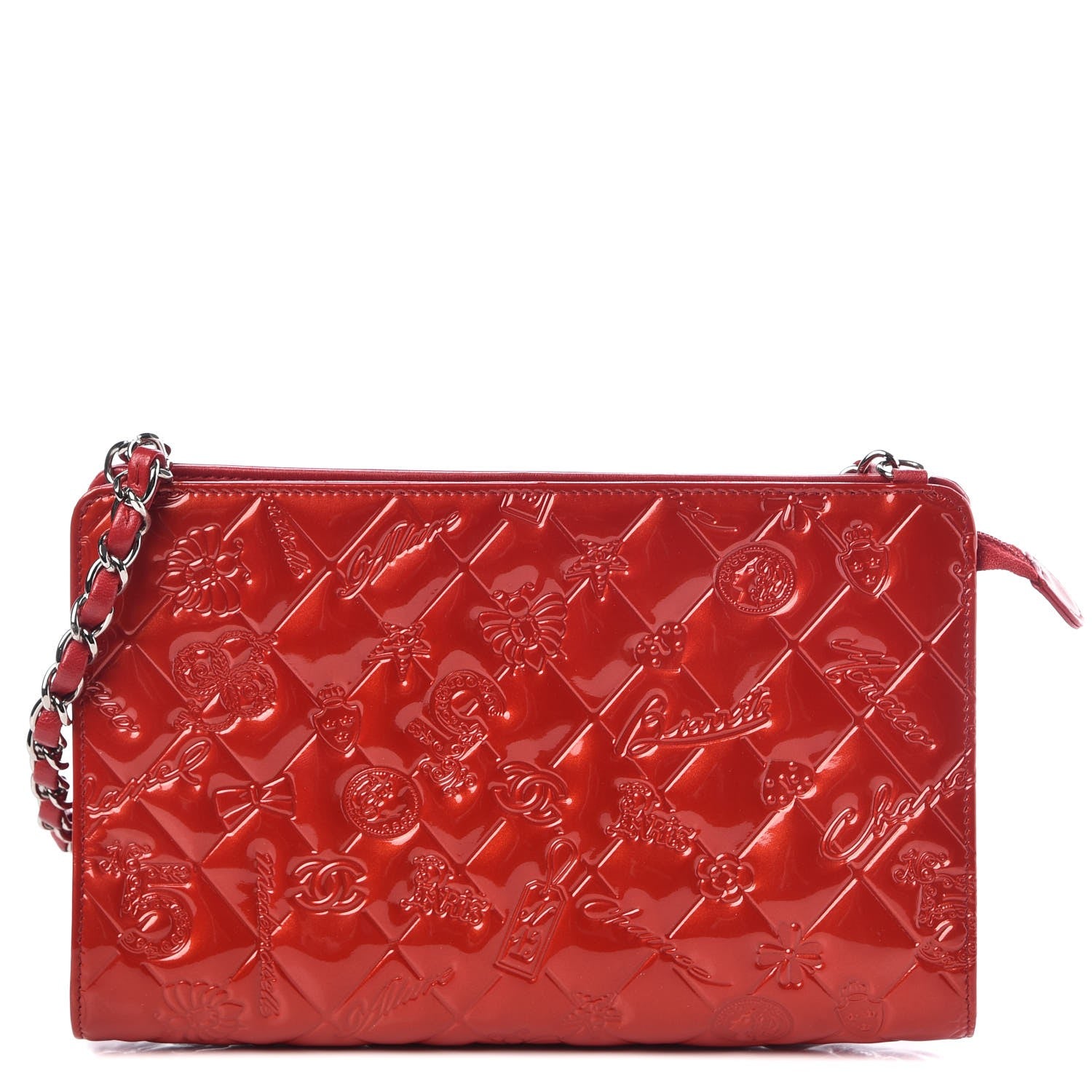 Chanel Patent Calfskin Lucky Symbols Pochette Red 1 of 7