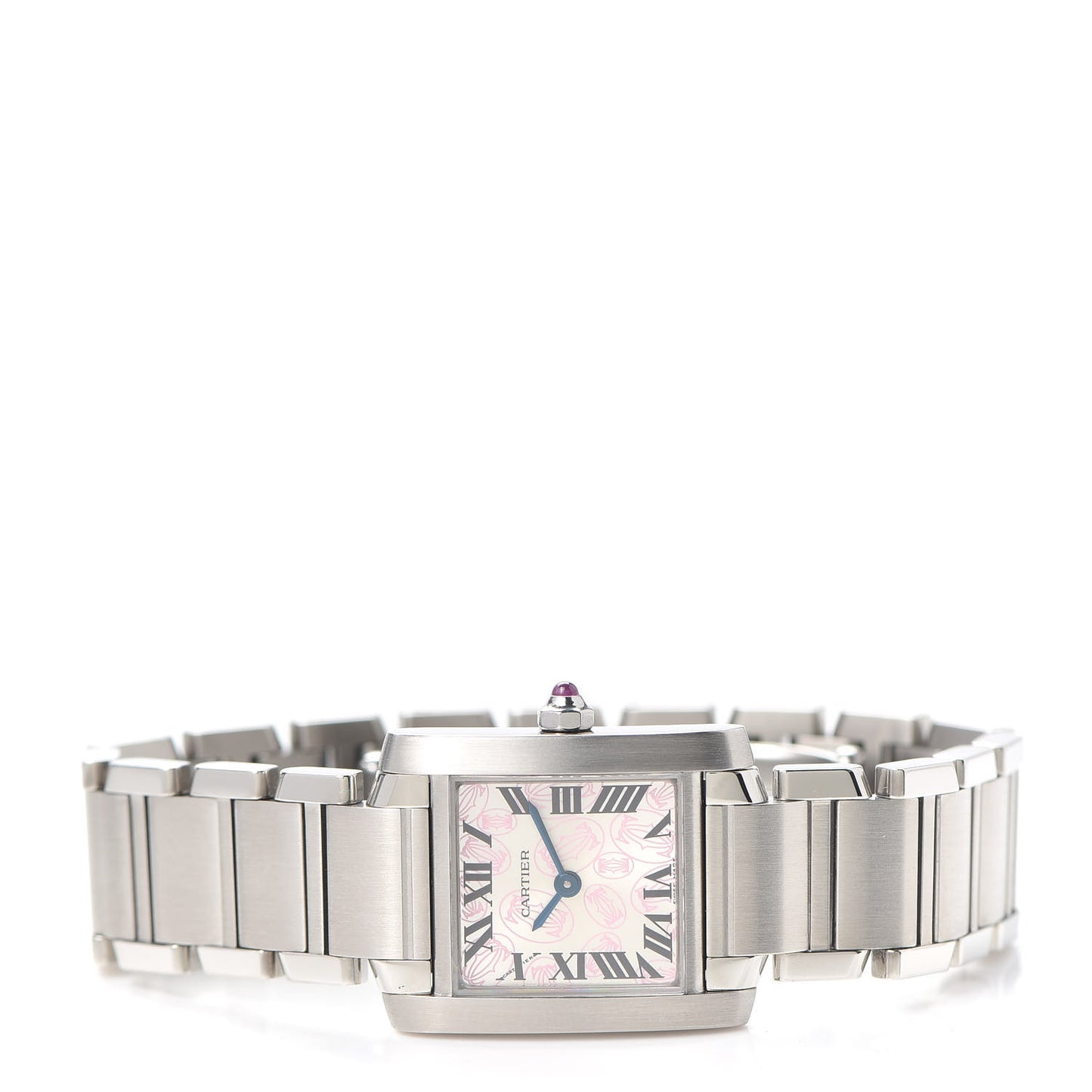 Stainless Steel 20mm Tank Francaise Quartz Watch Pink