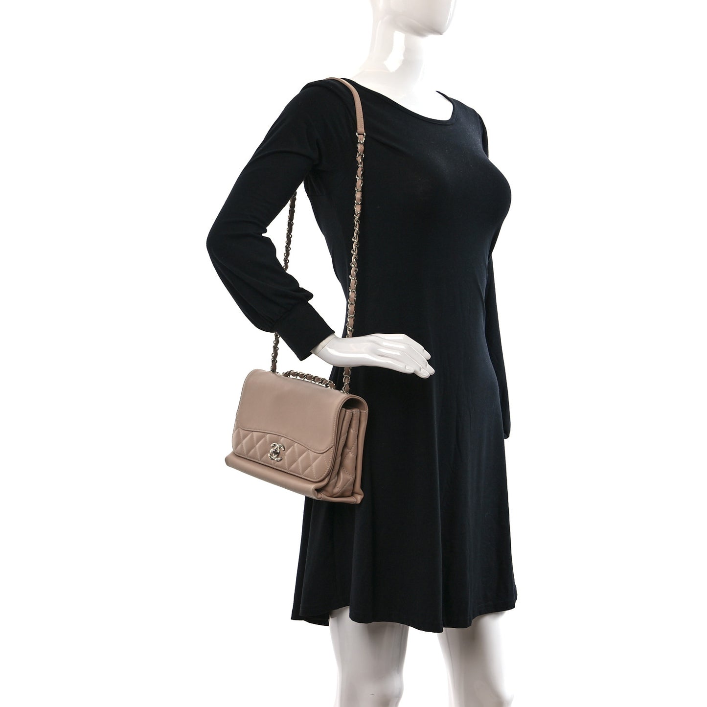Calfskin Small Tramezzo Flap Beige