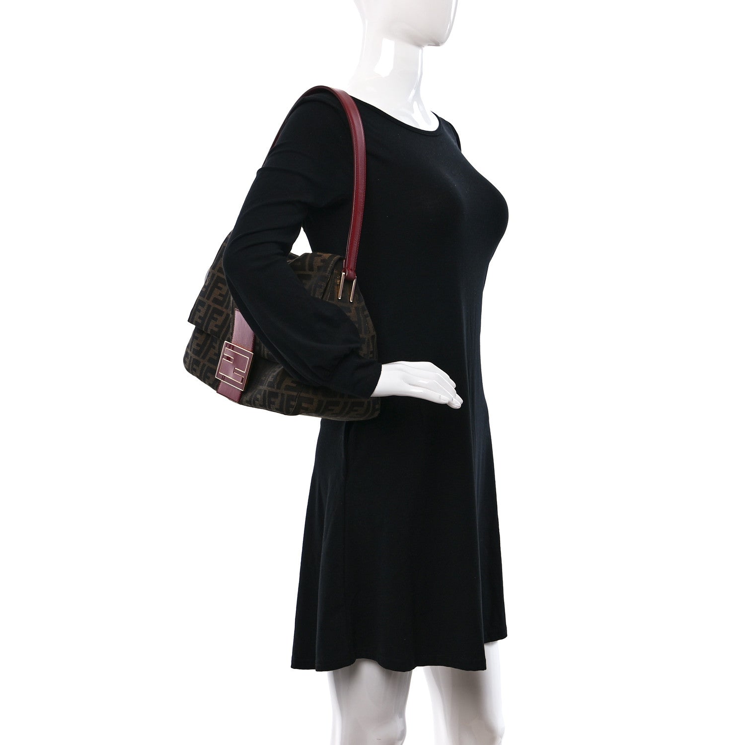 Fendi Zucca Enamel Big Forever Mama Baguette Tobacco Rosso 2 of 10