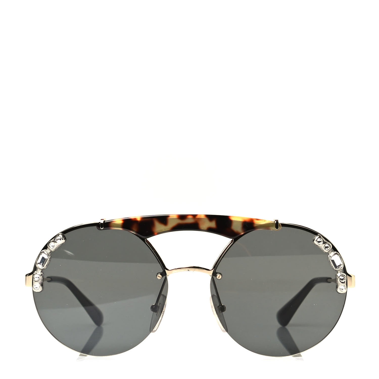 Prada Crystal Ornate Sunglasses SPR52U Havana 2 of 5
