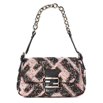 Fendi Wool Sequin Macro FF Diagonal Mini Mama Baguette 1 of 10