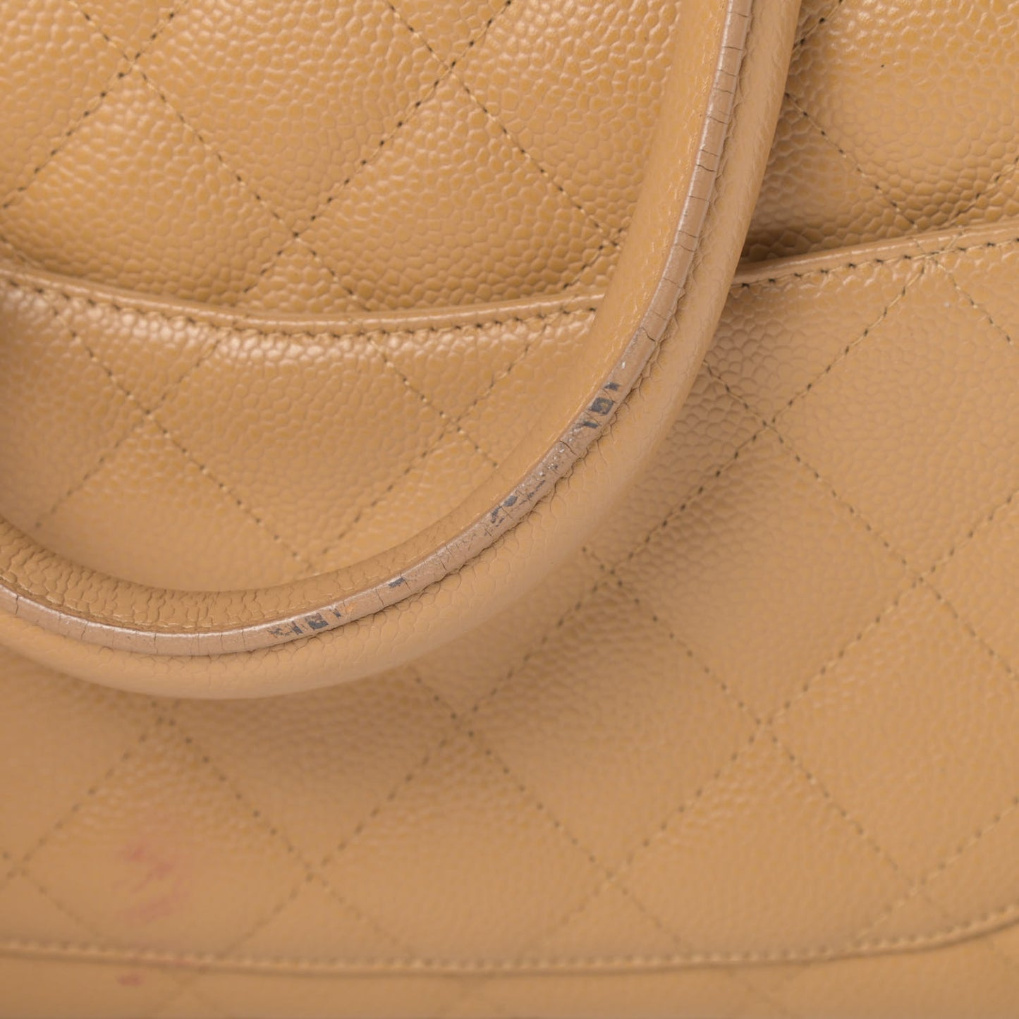 Caviar Quilted Large Bowler Bag Beige