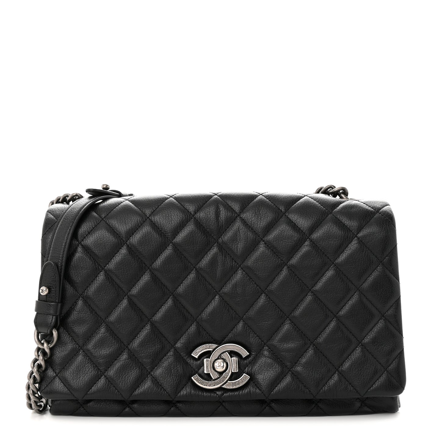 Goatskin Quilted Large City Rock Flap Black