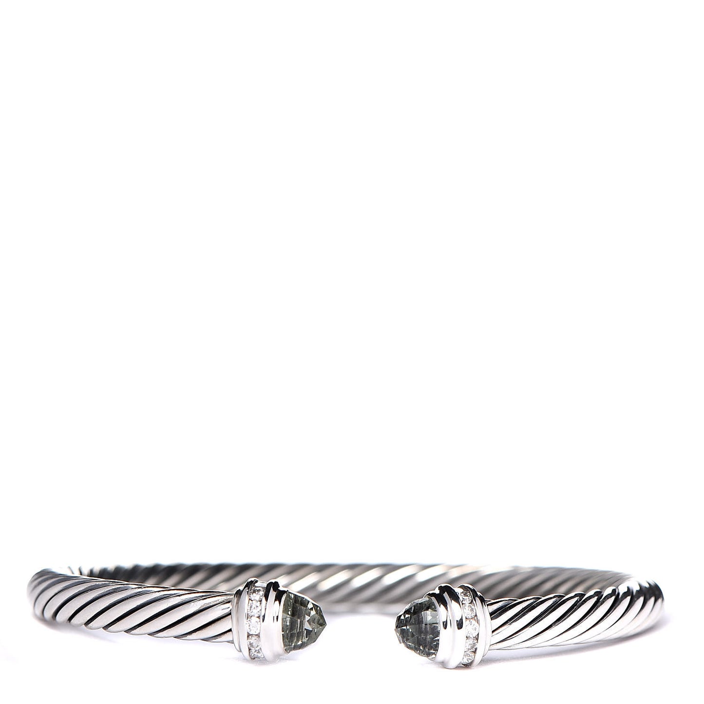 Sterling Silver Diamond Prasiolite 5mm Cable Classics Bracelet