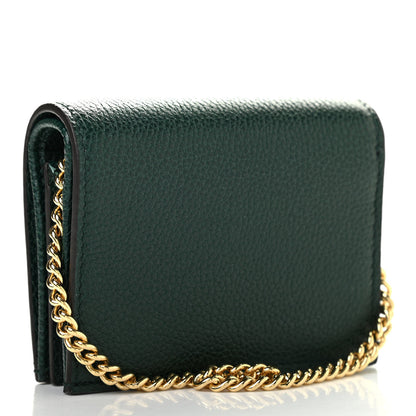 Gucci Grainy Calfskin Zumi Chain Card Case Wallet Vintage Green 3 of 8