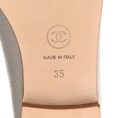 Chanel Caviar CC Cap Toe Ballerina Flats 35 Grey 6 of 9
